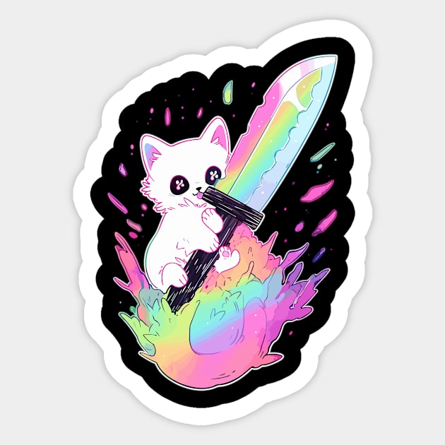 Trippy Cat Psychedelic Rave Cute EDM Festival Sticker by QQdesigns